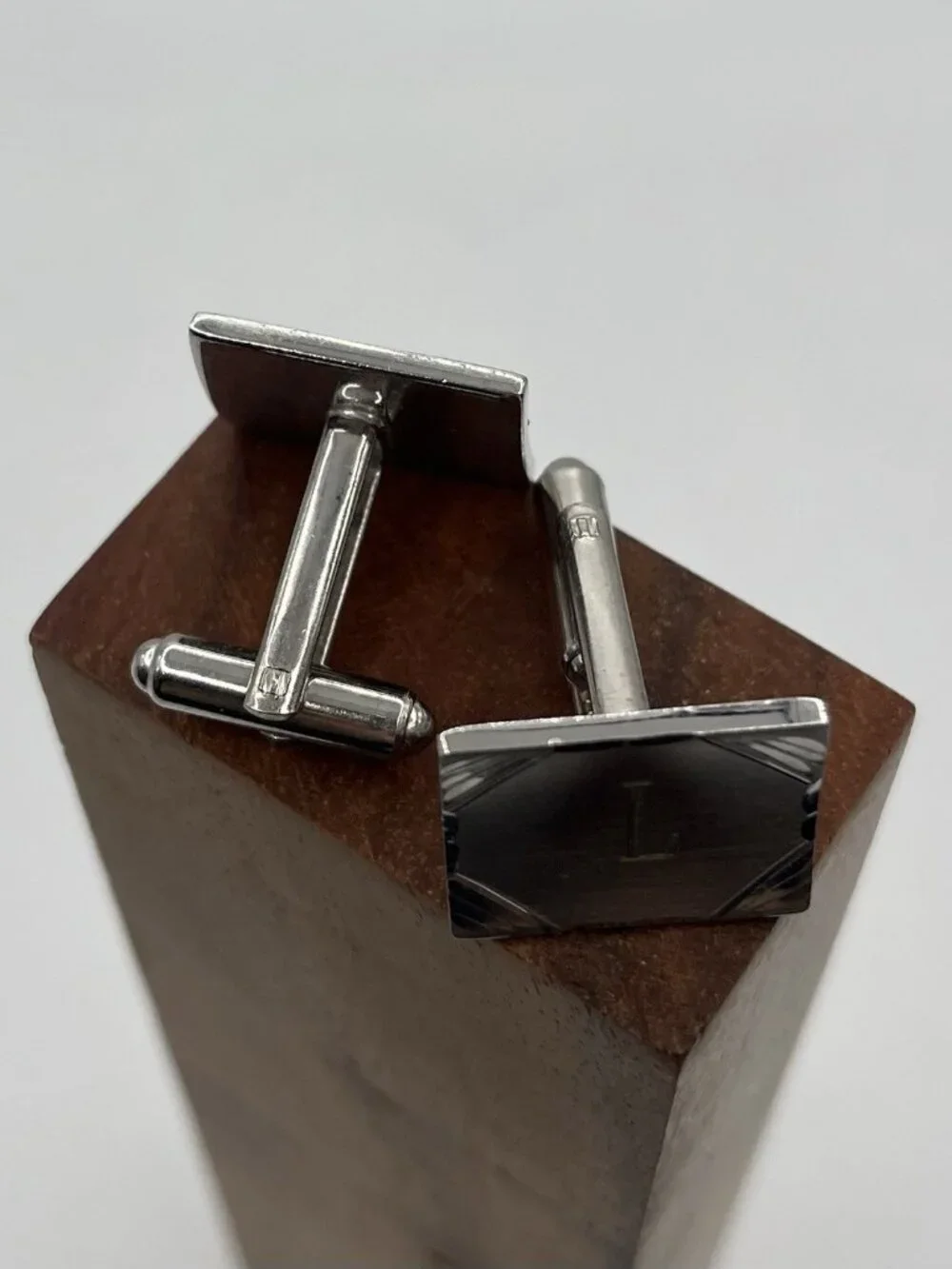 VTG Flex-Let Silver Tone Monogram L Cufflinks Art Deco Mid Century Men’s USA
